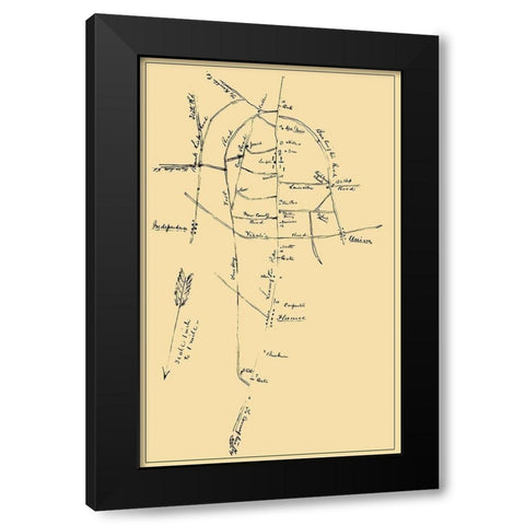 Snows Pond Florence Region Kentucky - Poe 1862 Black Modern Wood Framed Art Print with Double Matting by Poe