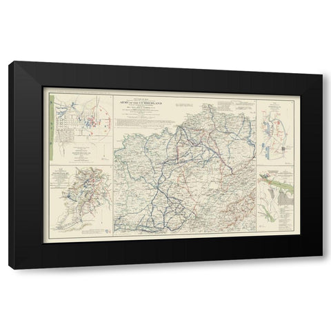 Cumberland Army Campaigns 5 Views - Ruger 1895 Black Modern Wood Framed Art Print with Double Matting by Ruger