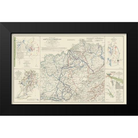 Cumberland Army Campaigns 5 Views - Ruger 1895 Black Modern Wood Framed Art Print by Ruger