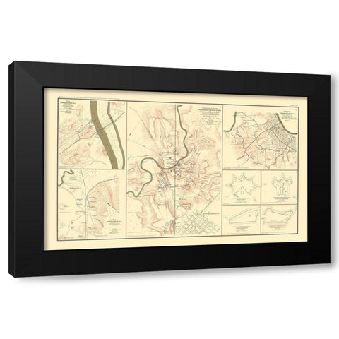 Defenses Forts Tennessee Alabama - Bien 1895 Black Modern Wood Framed Art Print by Bien