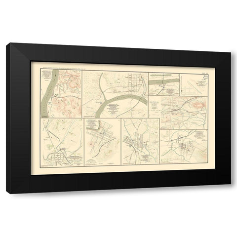 Tennessee Alabama Georgia Cities - Bien 1895 Black Modern Wood Framed Art Print by Bien