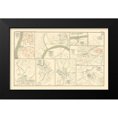 Tennessee Alabama Georgia Cities - Bien 1895 Black Modern Wood Framed Art Print by Bien