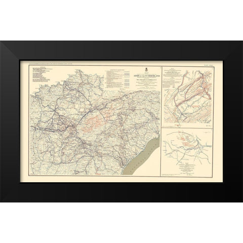 Campaigns Operations Tennessee Virginia - Bien Black Modern Wood Framed Art Print by Bien