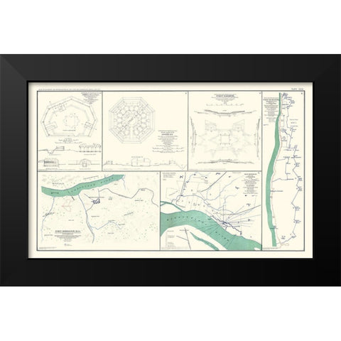 Major Fort Plans Tennessee - Lamont 1894 Black Modern Wood Framed Art Print by Lamont