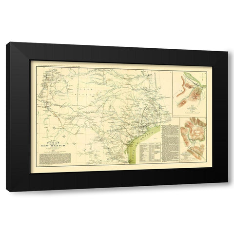 Texas Part of New Mexico - US Army Corps 1857 Black Modern Wood Framed Art Print by US Army Corps