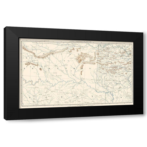 Texas Arkansas Indian Territory Sheet - Bien 1891 Black Modern Wood Framed Art Print by Bien