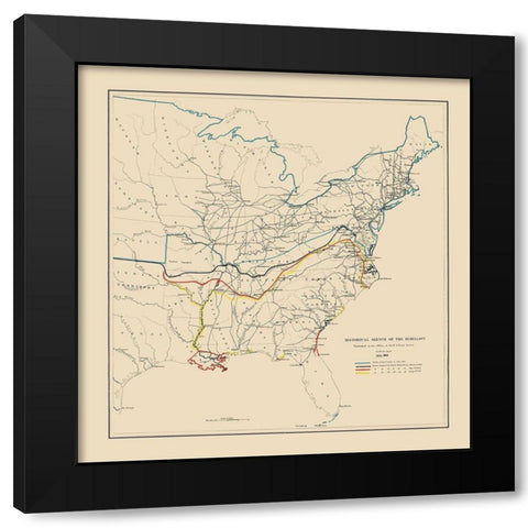 Historical Sketch of Rebellion July - Bache 1862 Black Modern Wood Framed Art Print by Bache