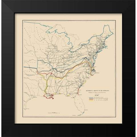 Historical Sketch of Rebellion July - Bache 1862 Black Modern Wood Framed Art Print by Bache