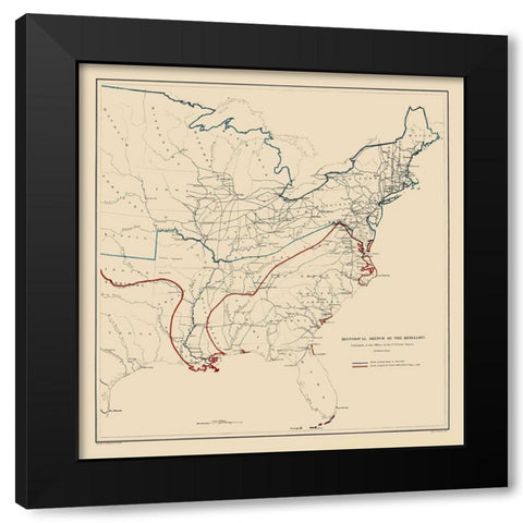 Eastern United States Rebellion - Bache 1863 Black Modern Wood Framed Art Print by Bache