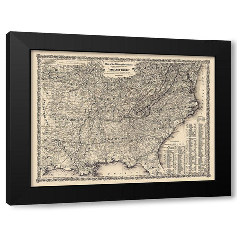 Military Operations Lost Cause 1861 to 1865 Black Modern Wood Framed Art Print by Colton