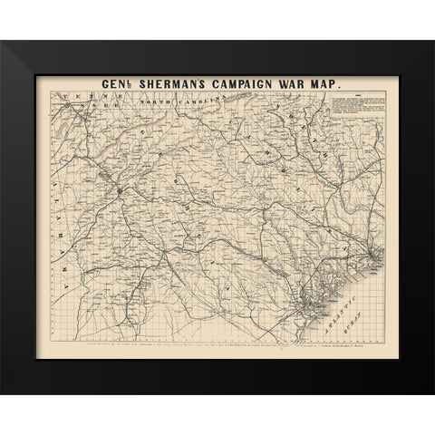General Shermans Campaign  - Bufford 1860 Black Modern Wood Framed Art Print by Bufford