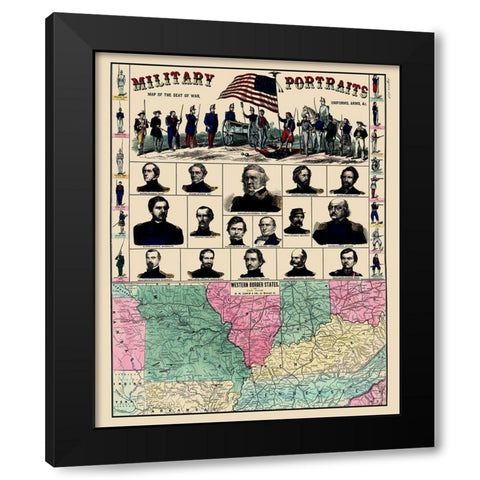 Western Border States Military Portraits Black Modern Wood Framed Art Print by Lloyd