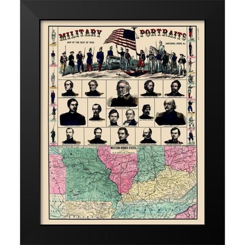 Western Border States Military Portraits Black Modern Wood Framed Art Print by Lloyd
