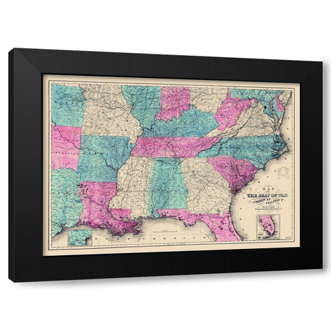 War to Accompany the American Conflict - Case 1865 Black Modern Wood Framed Art Print with Double Matting by Case