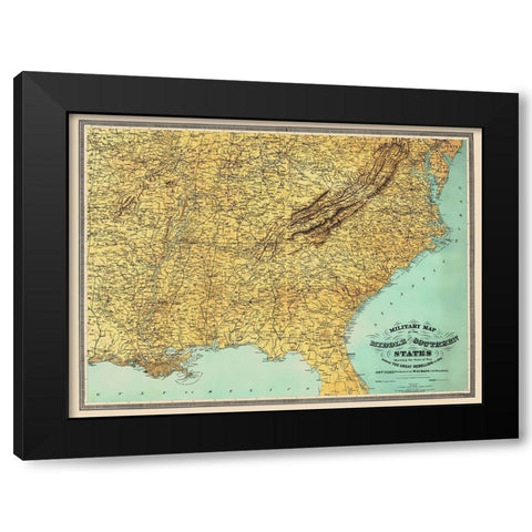 Middle Southern United States Seat of War Black Modern Wood Framed Art Print by Schaus