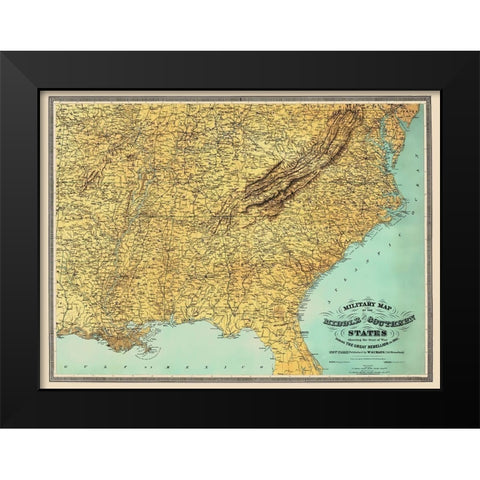 Middle Southern United States Seat of War Black Modern Wood Framed Art Print by Schaus