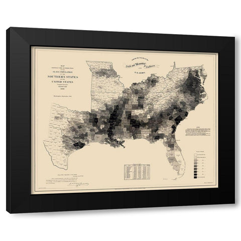 Slave Population Southern States Black Modern Wood Framed Art Print by Hergesheimer