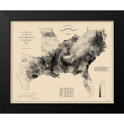 Slave Population Southern States Black Modern Wood Framed Art Print by Hergesheimer