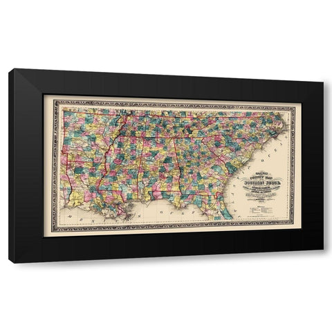 Southern States Railway County - Mendenhall 1864 Black Modern Wood Framed Art Print by Mendenhall