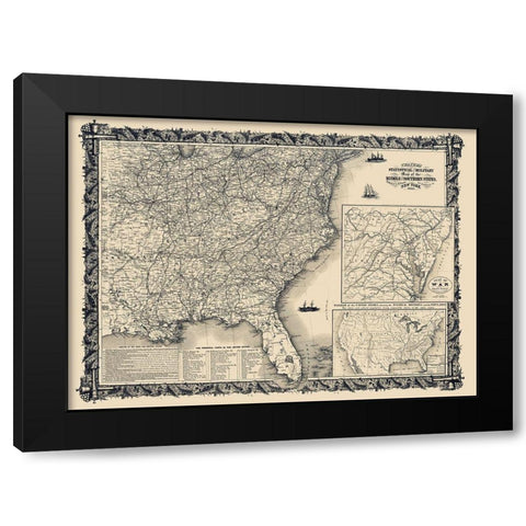 Statistical Military Middle Southern States Black Modern Wood Framed Art Print by Thayer