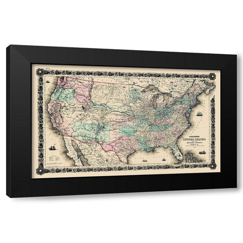 United States Military Stations Forts - Colton Black Modern Wood Framed Art Print with Double Matting by Colton