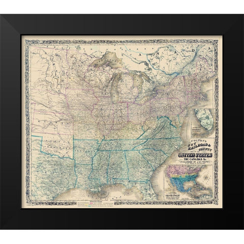 United States Canadas Railroad - Colton 1862 Black Modern Wood Framed Art Print by Colton