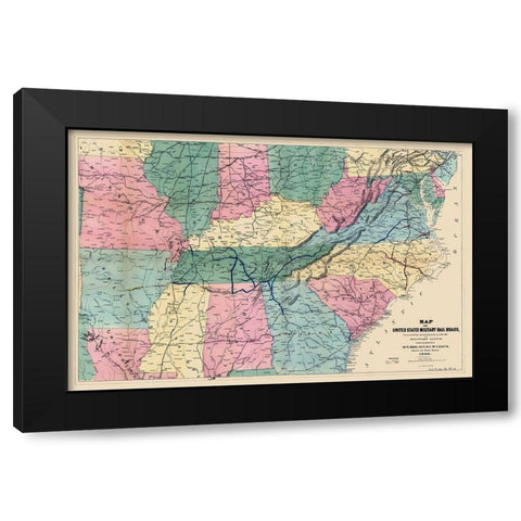 United States Military Railroads 1862 to 1866 Black Modern Wood Framed Art Print by Bien