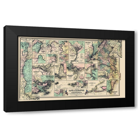 United States Harbors Fort Seaboard Interior Black Modern Wood Framed Art Print with Double Matting by Colton