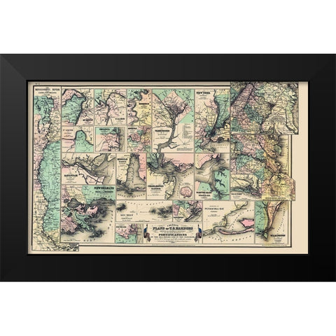 United States Harbors Fort Seaboard Interior Black Modern Wood Framed Art Print by Colton