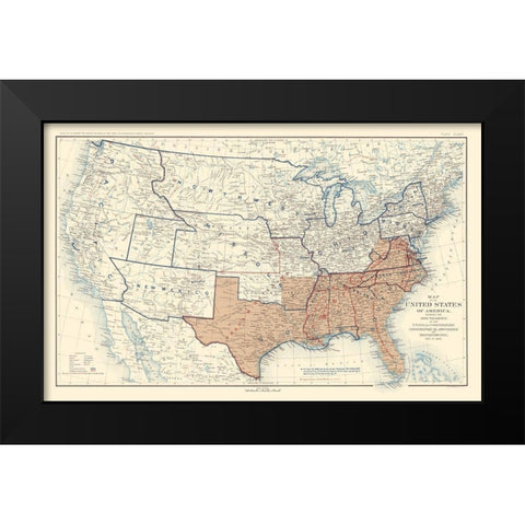 Geographical Divisions Departments December 1862 Black Modern Wood Framed Art Print by Bien