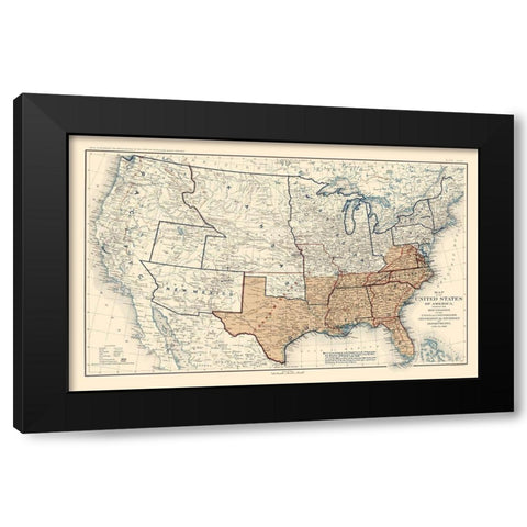 Geographical Divisions Departments June 1862 Black Modern Wood Framed Art Print by Bien