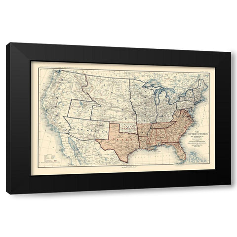 Geographical Divisions Departments December 1861 Black Modern Wood Framed Art Print by Bien