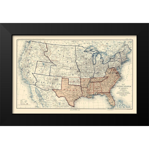 Geographical Divisions Departments December 1861 Black Modern Wood Framed Art Print by Bien