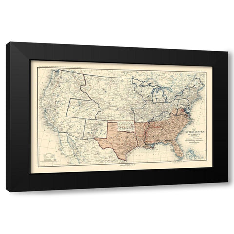 Geographical Divisions Departments June 1861 Black Modern Wood Framed Art Print by Bien