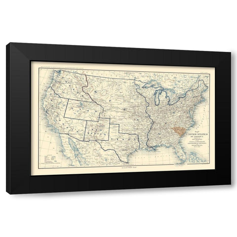Geographical Divisions Departments December 1860 Black Modern Wood Framed Art Print by Bien