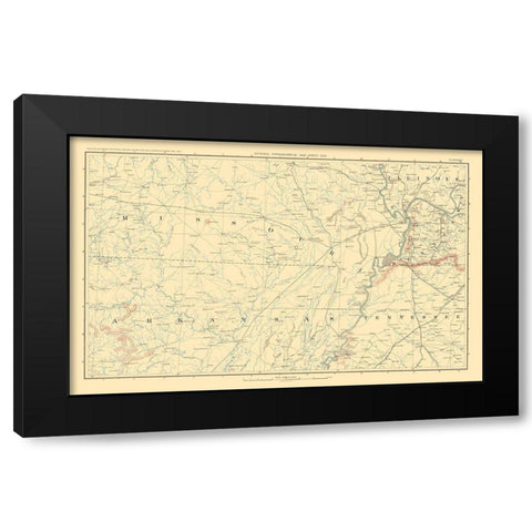 Parts of South Central United States - Bien 1895 Black Modern Wood Framed Art Print by Bien