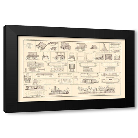Diagrams the Sick Wounded Medical Supplies Black Modern Wood Framed Art Print with Double Matting by Bien