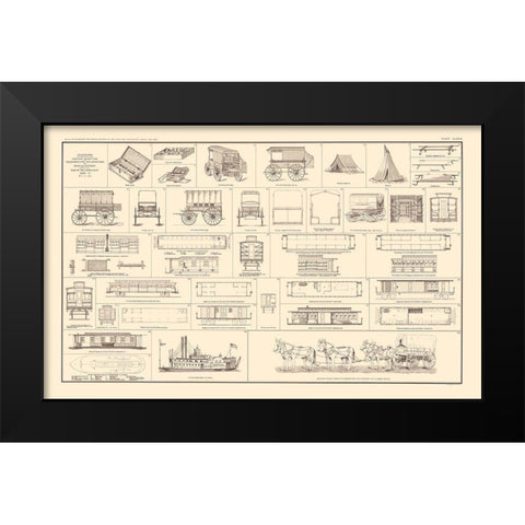 Diagrams the Sick Wounded Medical Supplies Black Modern Wood Framed Art Print by Bien