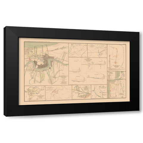 Approaches Forts 10 Views - Bien 1894 Black Modern Wood Framed Art Print by Bien