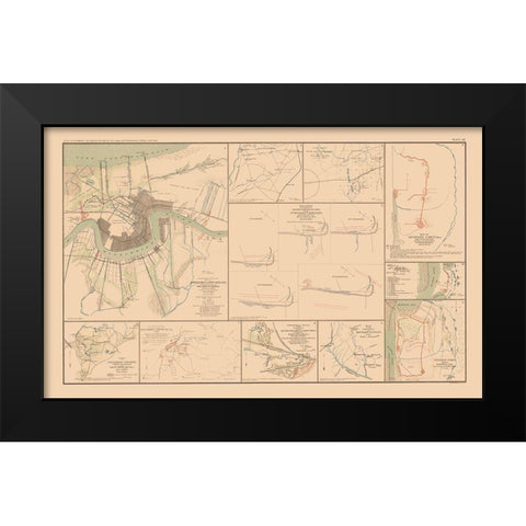 Approaches Forts 10 Views - Bien 1894 Black Modern Wood Framed Art Print by Bien