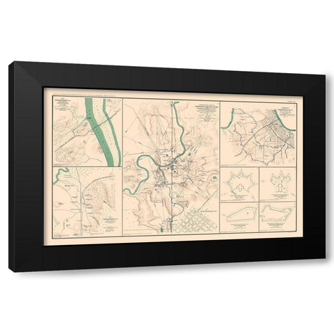 Defenses Forts 8 Views - Bien 1894 Black Modern Wood Framed Art Print with Double Matting by Bien