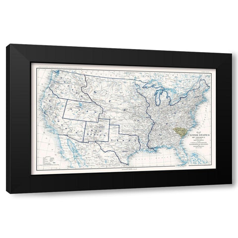 United States Boundaries of 1860 - Bien 1894 Black Modern Wood Framed Art Print by Bien