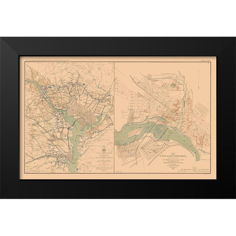 Defenses of Washington Richmond Virginia Black Modern Wood Framed Art Print by Bien