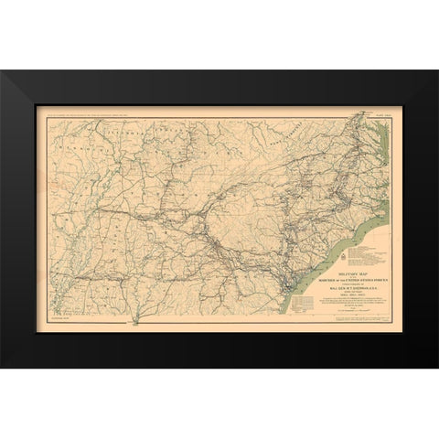 General Sherman Marches 1863 to 1865 - Bien 1894 Black Modern Wood Framed Art Print by Bien