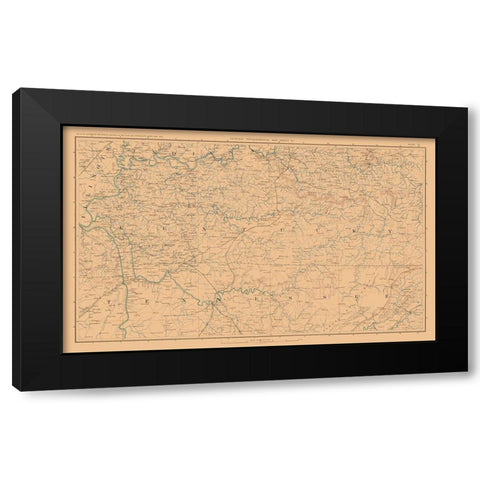 Illinois Indiana Tennessee Kentucky - Bien 1894 Black Modern Wood Framed Art Print with Double Matting by Bien