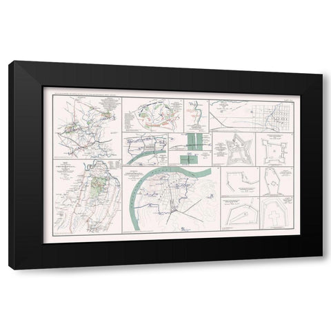 Key Forts Defenses of South - Bien 1894 Black Modern Wood Framed Art Print with Double Matting by Bien