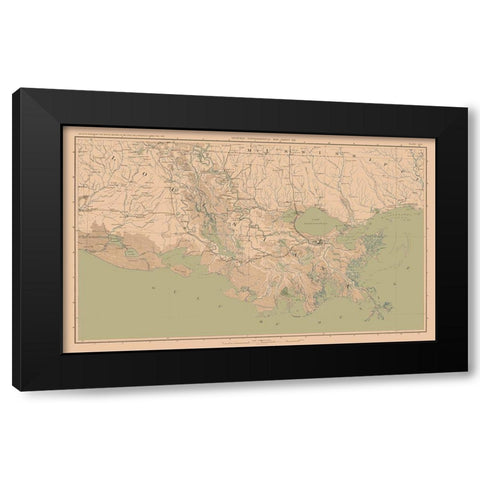 Louisianna Mississippi Theatre of War - Bien 1894 Black Modern Wood Framed Art Print with Double Matting by Bien