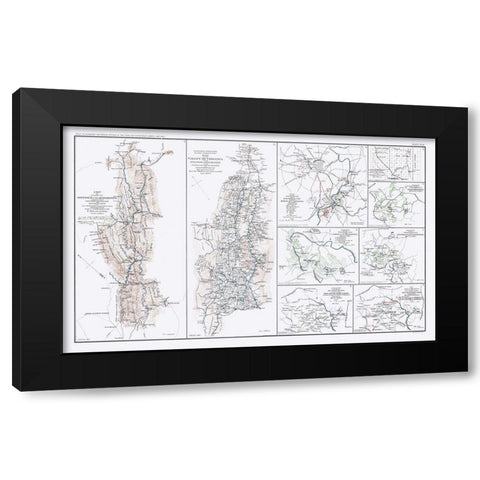 Major Battles Virginia Maryland - Bien 1894 Black Modern Wood Framed Art Print by Bien