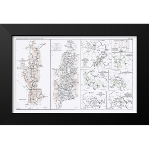 Major Battles Virginia Maryland - Bien 1894 Black Modern Wood Framed Art Print by Bien