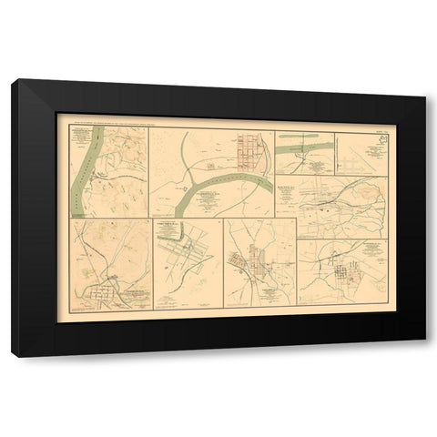 Defenses 9 Views - Bien 1894 Black Modern Wood Framed Art Print by Bien